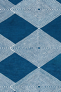 BLUE GEOMETRIC HAND TUFTED CARPET by Imperial Knots - Image 2
