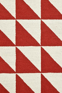 RED AND IVORY GEOMETRIC HAND TUFTED CARPET by Imperial Knots - Image 2