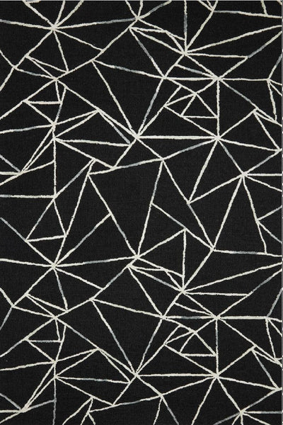 BLACK GEOMETRIC HAND TUFTED CARPET