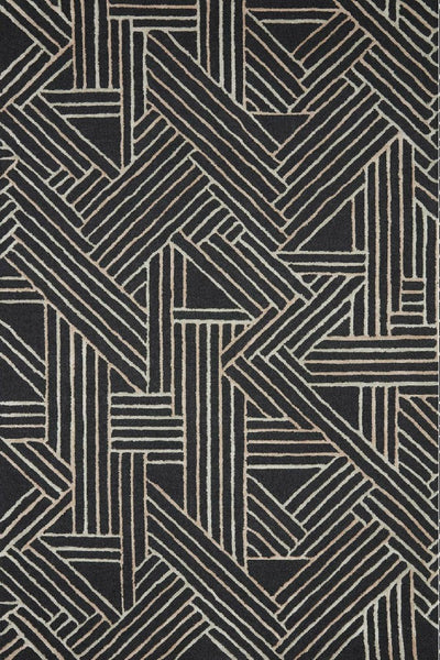 BLACK GEOMETRIC HAND TUFTED CARPET