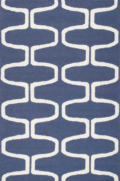 BLUE GEOMETRIC HAND TUFTED CARPET