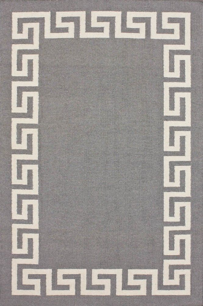 GREY GREEK KEY HAND TUFTED CARPET