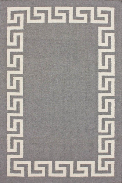 GREY GREEK KEY HAND TUFTED CARPET