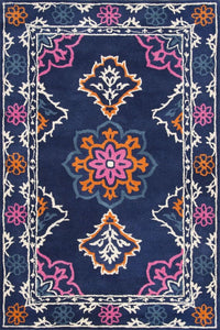 BLUE MULTICOLOR TRADITIONAL HAND TUFTED CARPET by Imperial Knots - Image 1