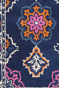 BLUE MULTICOLOR TRADITIONAL HAND TUFTED CARPET by Imperial Knots - Image 3