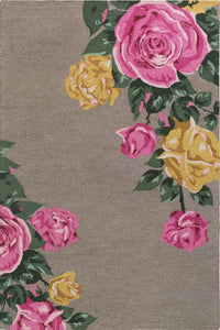 GREY FLORAL HAND TUFTED CARPET by Imperial Knots - Image 1