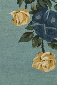 BLUE FLORAL HAND TUFTED CARPET by Imperial Knots - Image 2