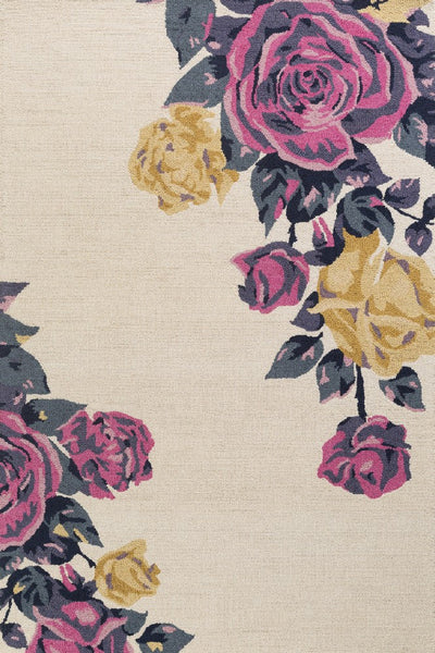 IVORY FLORAL HAND TUFTED CARPET
