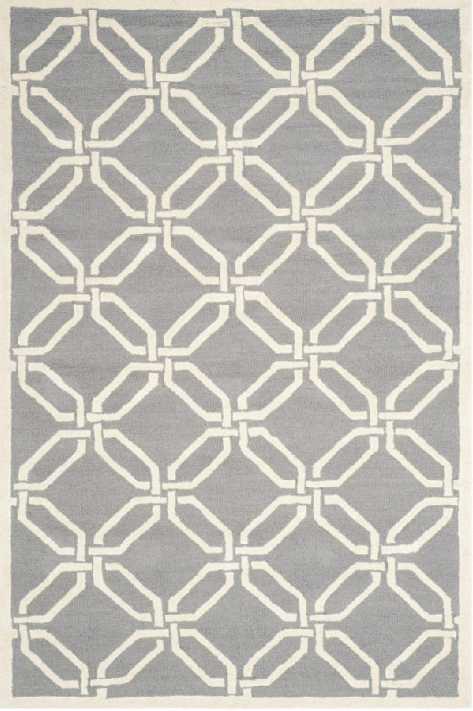 GREY AND IVORY GEOMETRIC HAND TUFTED CARPET