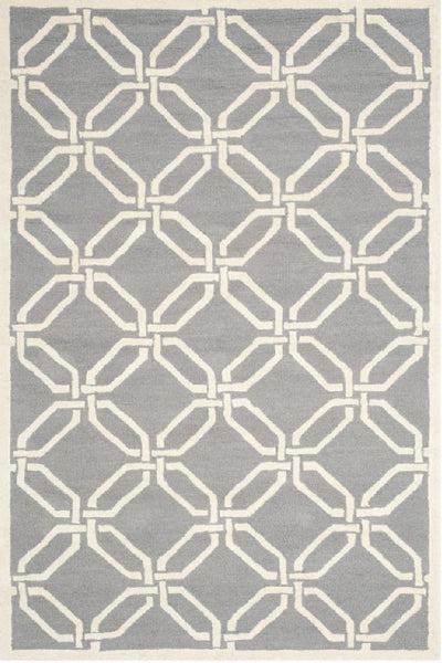 GREY AND IVORY GEOMETRIC HAND TUFTED CARPET