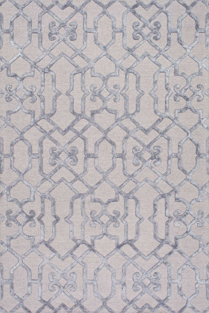 GREY GEOMETRIC HAND TUFTED CARPET