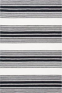 BLACK AND WHITE STRIPES HAND TUFTED CARPET by Imperial Knots - Image 1