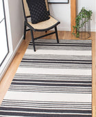 BLUE AND IVORY STRIPES HAND TUFTED CARPET