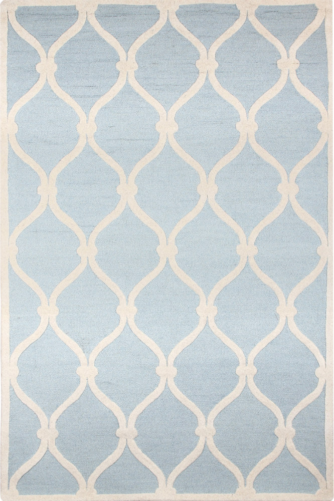 BLUE AND WHITE GEOMETRIC HAND TUFTED CARPET