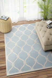 BLUE AND WHITE GEOMETRIC HAND TUFTED CARPET by Imperial Knots - Image 2