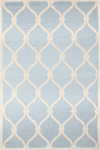 BLUE AND WHITE GEOMETRIC HAND TUFTED CARPET by Imperial Knots - Image 1
