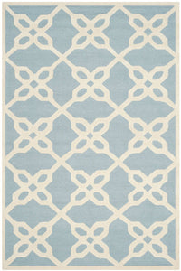 BLUE AND IVORY TRELLIS HAND TUFTED CARPET by Imperial Knots - Image 1