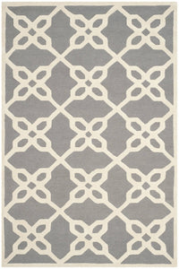 GREY AND IVORY TRELLIS HAND TUFTED CARPET by Imperial Knots - Image 1