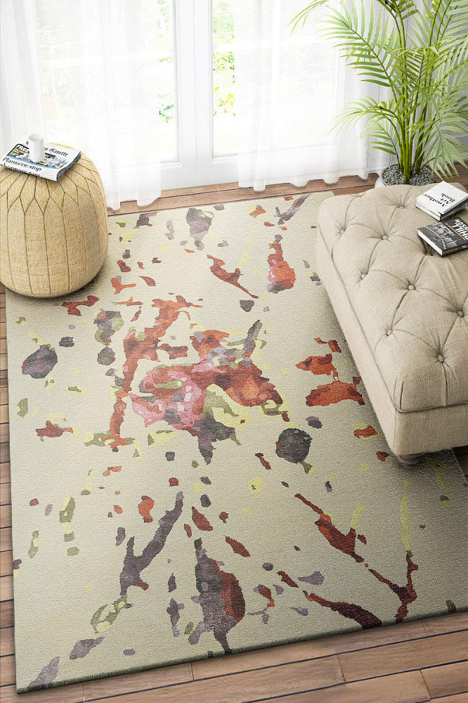 BEIGE ABSTRACT HAND TUFTED CARPET