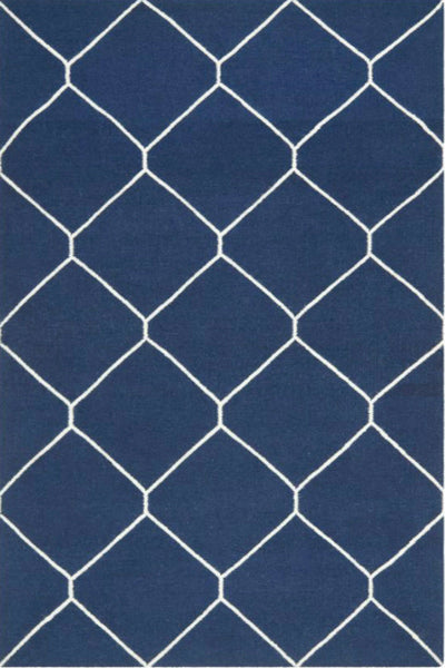 BLUE TRELLIS HAND TUFTED CARPET