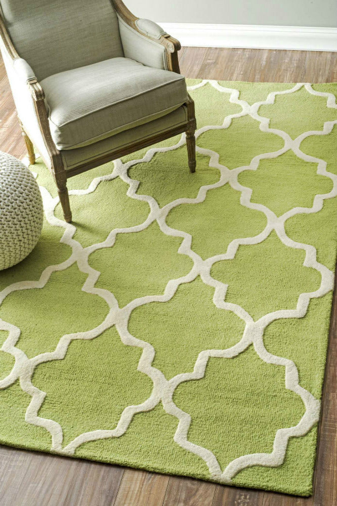 GREEN MOROCCAN HAND TUFTED CARPET