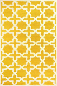 YELLOW TRELLIS HAND TUFTED CARPET by Imperial Knots - Image 1