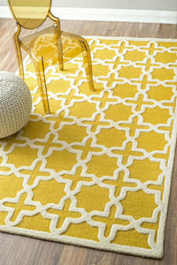 YELLOW TRELLIS HAND TUFTED CARPET by Imperial Knots - Image 2