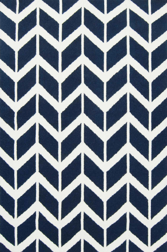 BLUE ZIG ZAG HAND TUFTED CARPET