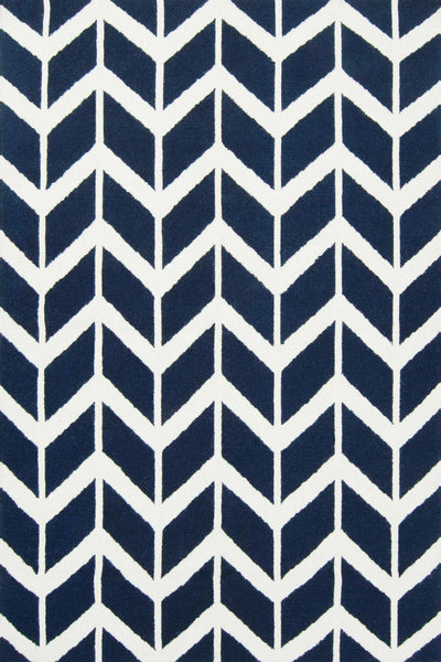 BLUE ZIG ZAG HAND TUFTED CARPET