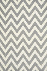 GREY AND IVORY CHEVRON HAND TUFTED CARPET by Imperial Knots - Image 1