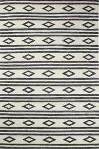 BLACK AND IVORY GEOMETRIC HAND TUFTED CARPET by Imperial Knots - Image 1
