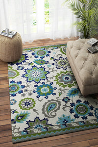 GREEN SUZANI HAND TUFTED CARPET by Imperial Knots - Image 1