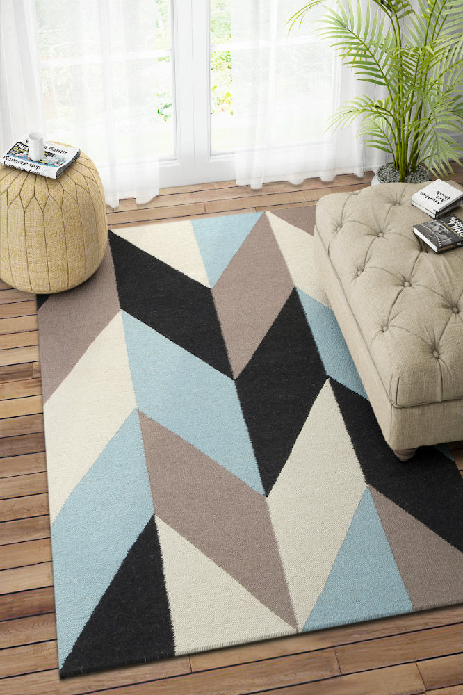 MULTICOLOR GEOMETRIC HAND WOVEN DHURRIE