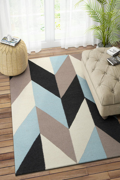 MULTICOLOR GEOMETRIC HAND WOVEN DHURRIE