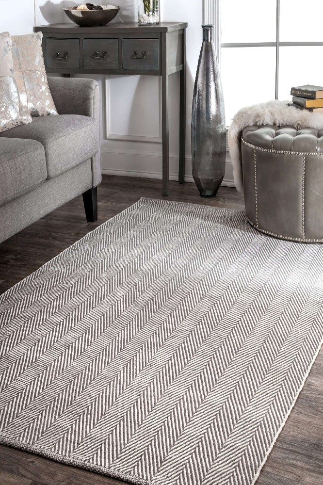 IVORY AND GREY STRIPES KILIM HAND WOVEN DHURRIE