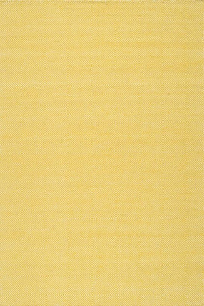 IVORY AND YELLOW KILIM HAND WOVEN DHURRIE