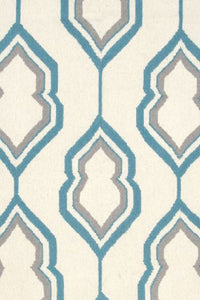 IVORY AND BLUE KILIM HAND WOVEN DHURRIE by Imperial Knots - Image 3