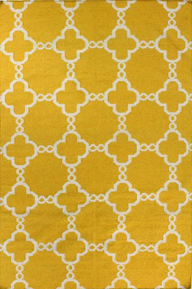 IVORY AND YELLOW HAND WOVEN DHURRIE