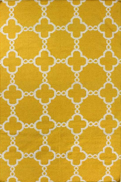 IVORY AND YELLOW HAND WOVEN DHURRIE