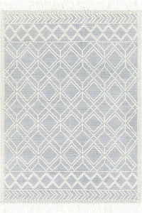 IVORY AND BLUE KILIM HAND WOVEN DHURRIE by Imperial Knots - Image 1