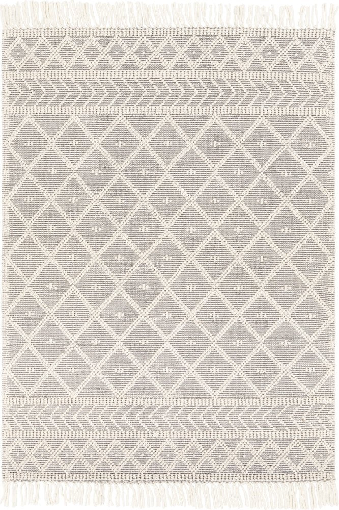 IVORY AND GREY KILIM HAND WOVEN DHURRIE