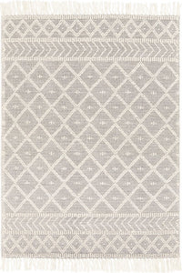 Ivory and grey kilim hand woven dhurrie wool hand-woven rug for living