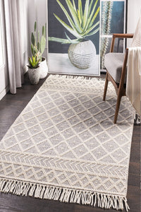 IVORY AND GREY KILIM HAND WOVEN DHURRIE by Imperial Knots - Image 2