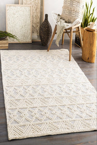 IVORY AND BLUE KILIM HAND WOVEN DHURRIE by Imperial Knots - Image 2