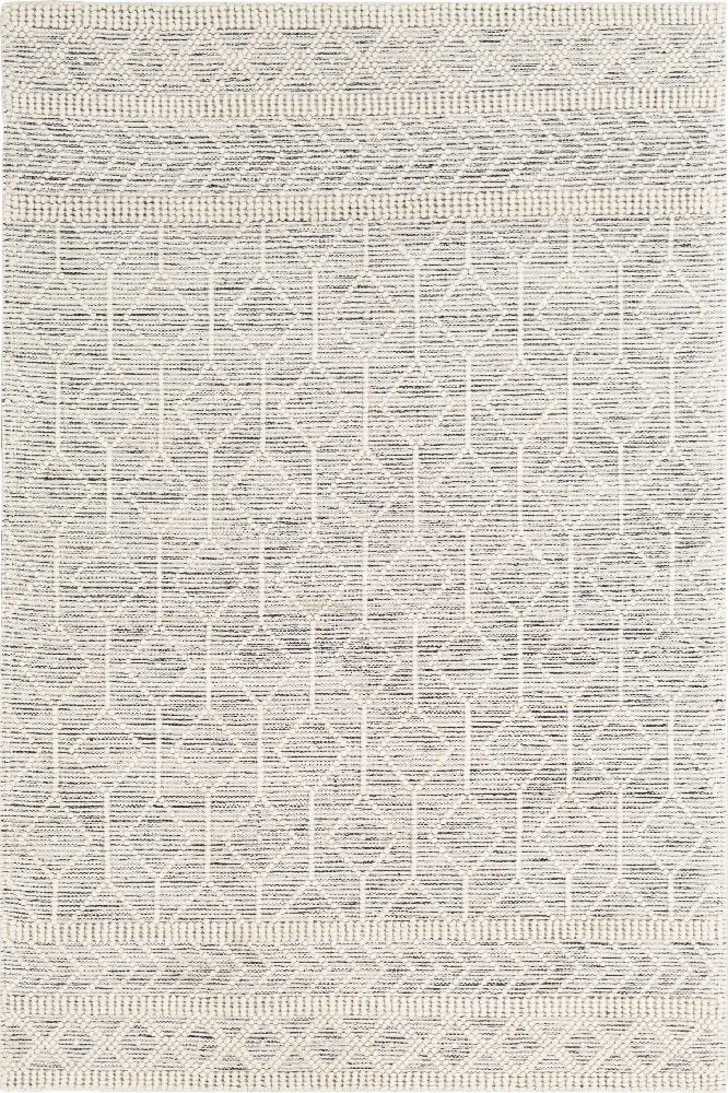 IVORY AND BLACK KILIM HAND WOVEN DHURRIE