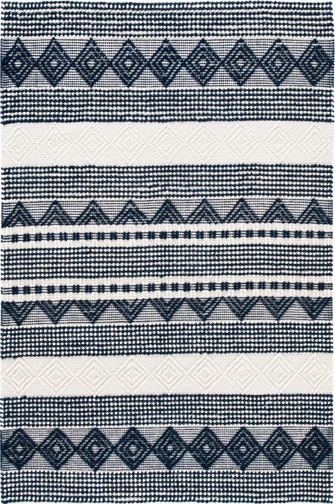 IVORY AND BLUE KILIM HAND WOVEN DHURRIE