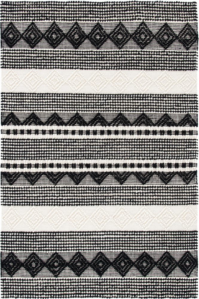 IVORY AND BLACK KILIM HAND WOVEN DHURRIE