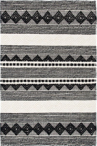 IVORY AND BLACK KILIM HAND WOVEN DHURRIE by Imperial Knots - Image 1