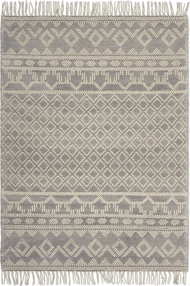IVORY AND GREY KILIM HAND WOVEN DHURRIE