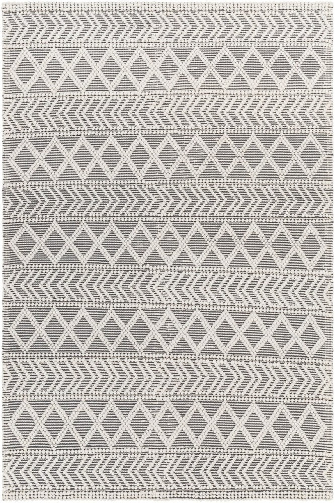 IVORY AND BLACK KILIM HAND WOVEN DHURRIE